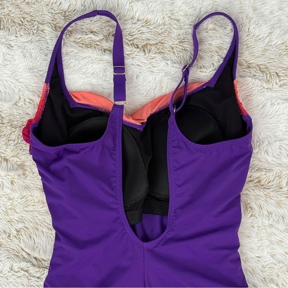 Gottex Rainbow Goddess Shirred Ombre One-Piece Swimsuit Size 12 - Picture 6 of 10